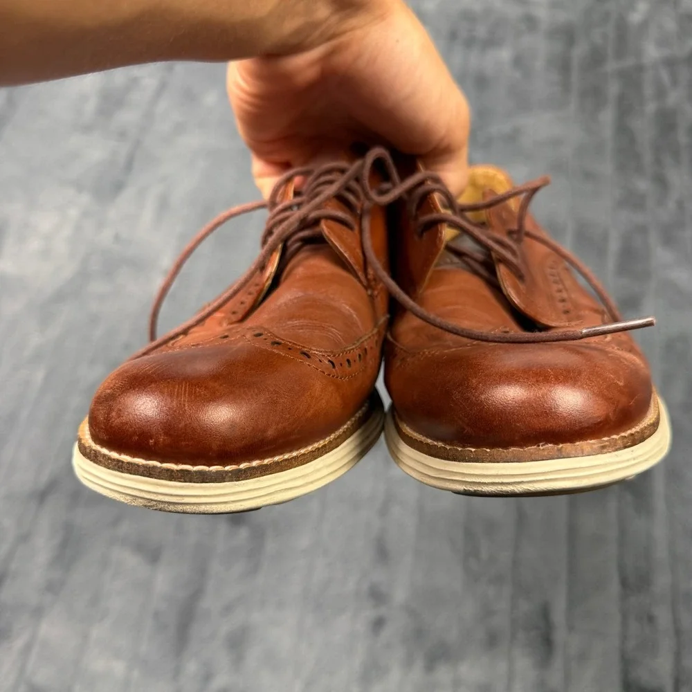 Cole Haan Grand.OS Wingtip Oxford Mens 8.5 Brown Leather Brogue C26471
